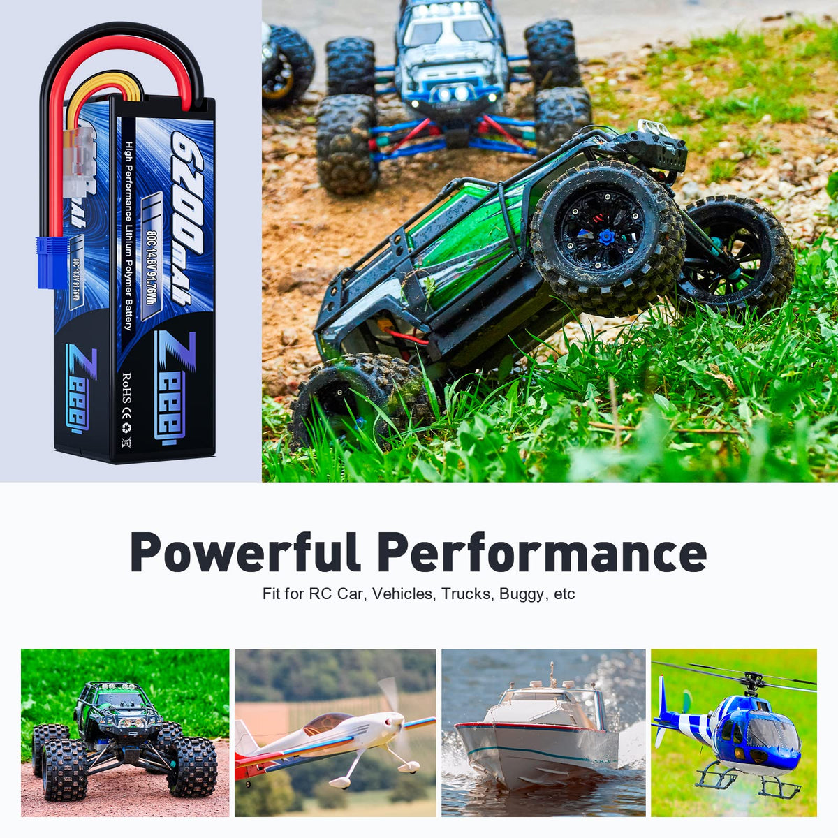 Zeee 2-pack includes two ready-to-use RC batteries for savings