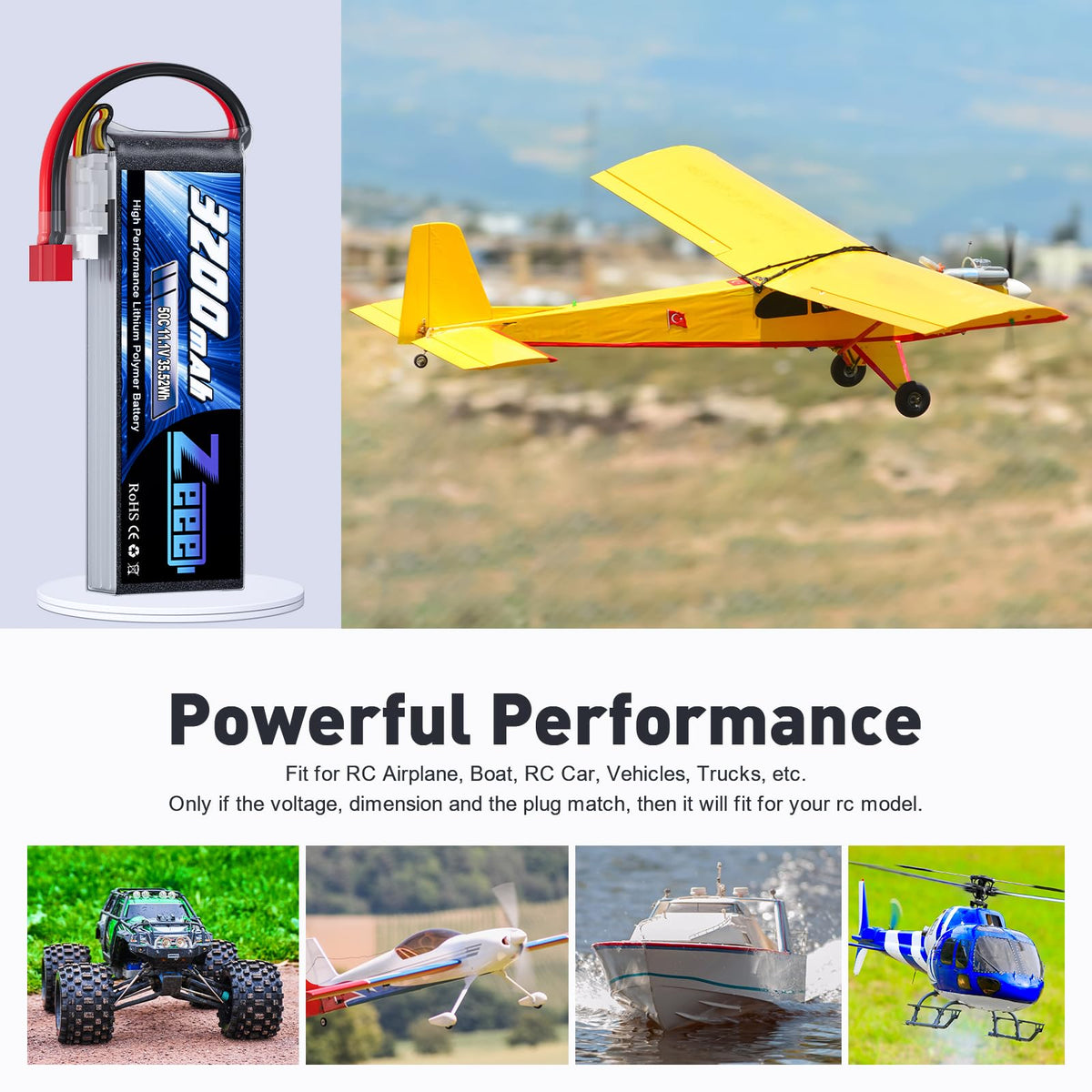 Zeee two pack of LiPo batteries with T connectors