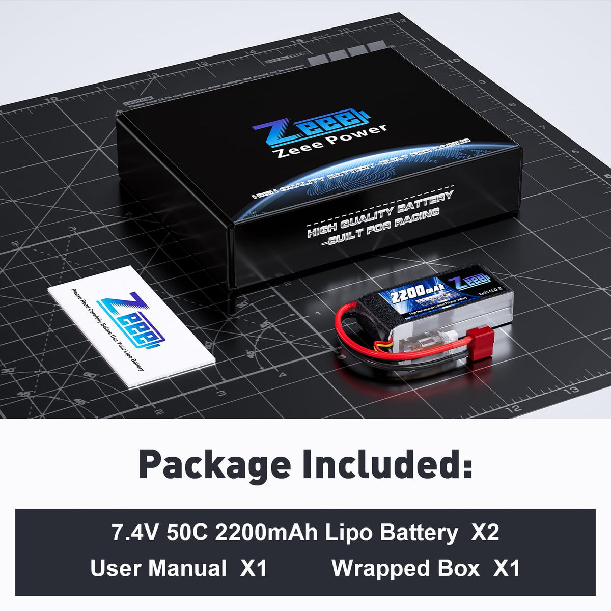 Zeee 2-pack of 2S LiPo batteries ready for quick replacement in models