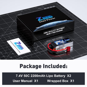 Zeee 2-pack of 2S LiPo batteries ready for quick replacement in models