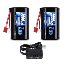 Zeee 2S 3000mAh battery top view for high-performance RC cars