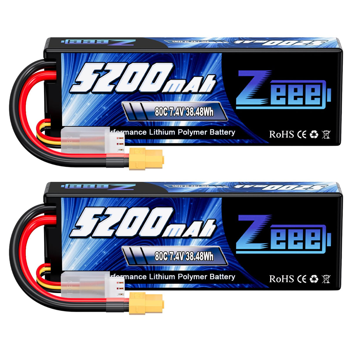 Zeee 2S 5200mAh battery with XT60 connector for reliable RC power