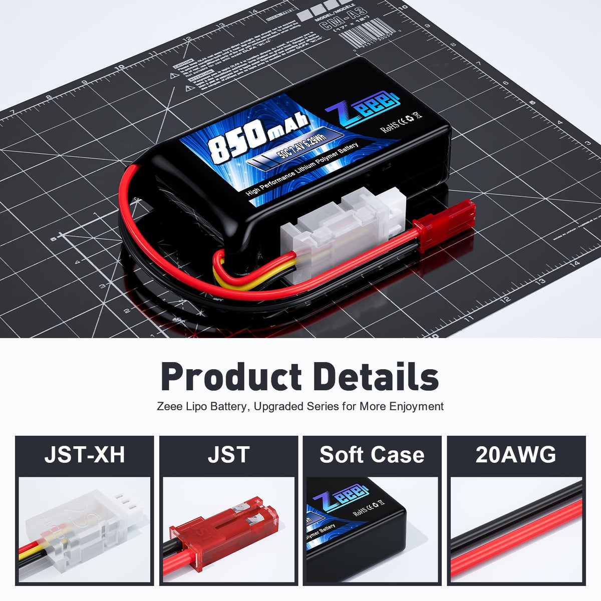 Zeee 50C discharge supports quick bursts during maneuvers.