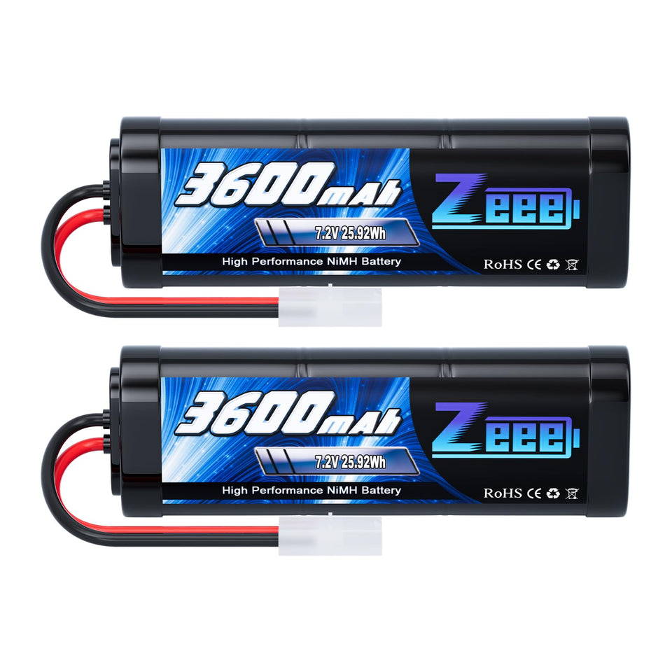 Zeee 3600mAh NiMH battery front view for RC car compatibility