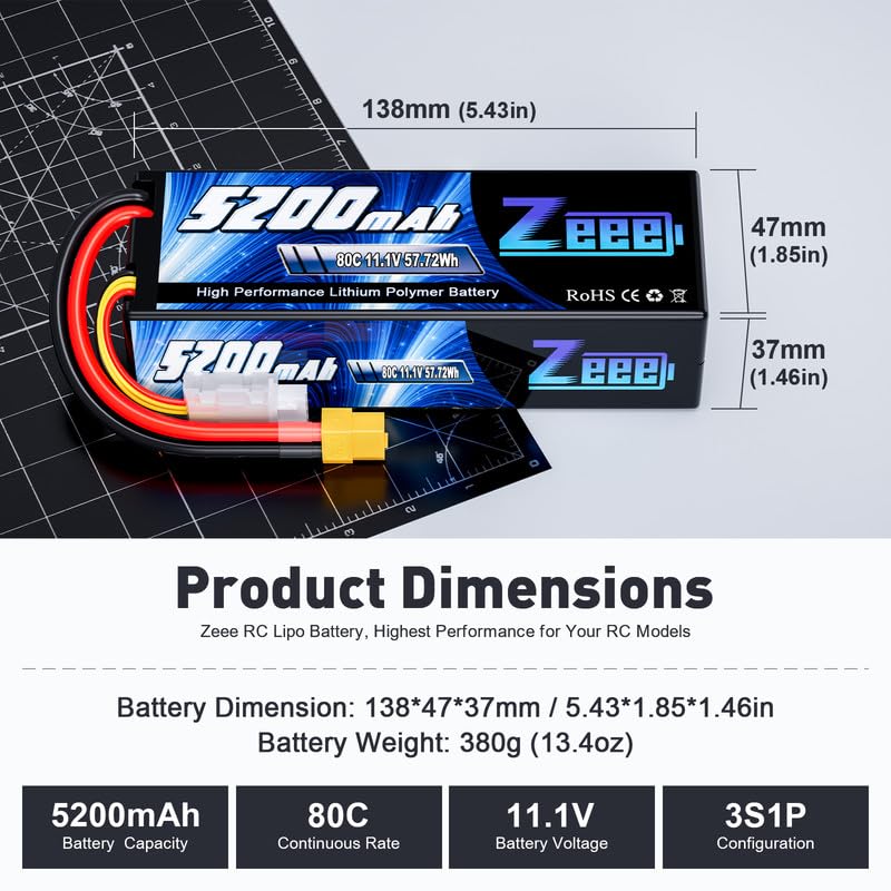 Zeee 3S 5200mAh LiPo battery compact dimensions for versatile setups