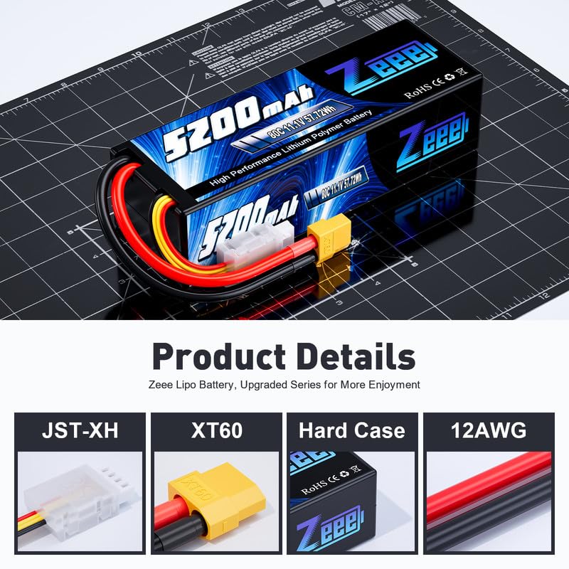 Zeee 3S 5200mAh LiPo battery weighs around 380 g for balanced mounting