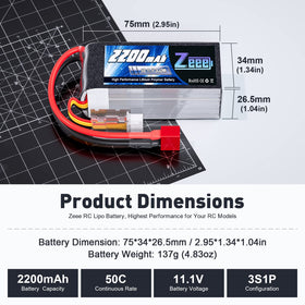 Zeee 50C discharge rating highlights strong power for quick acceleration