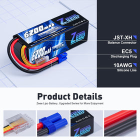 Zeee 4S 6200mAh weight of 625g aids balanced chassis planning