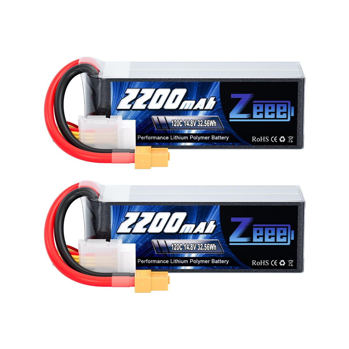 Zeee 4S LiPo battery front view, compact and ready for FPV drones