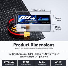 Zeee 4S LiPo battery side view, lightweight at 244g for agile setups