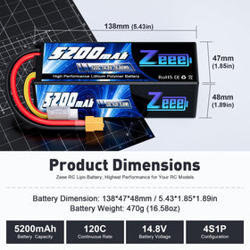 Zeee 4S Lipo battery compact dimensions ensure a snug fit.
