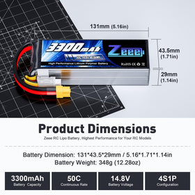 Zeee 4S LiPo battery with XT60 connector ready for easy power delivery.