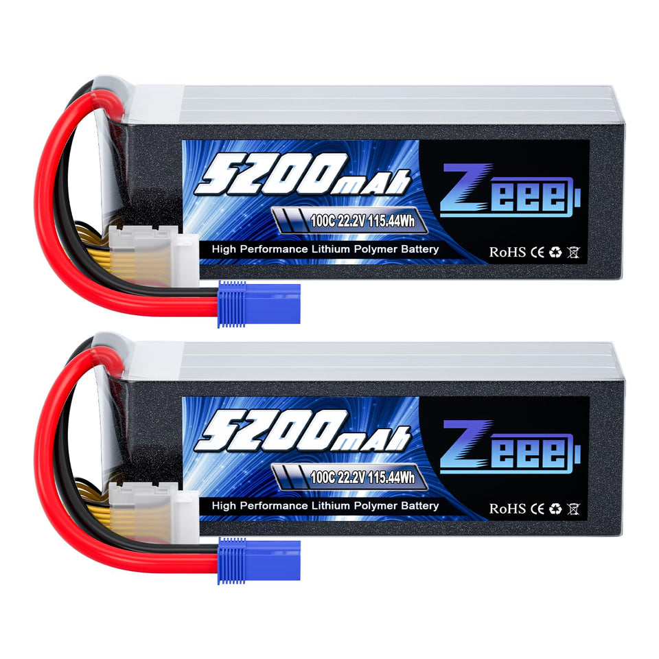 Zeee 6S 5200mAh Lipo battery ready for RC models, delivering reliable power.