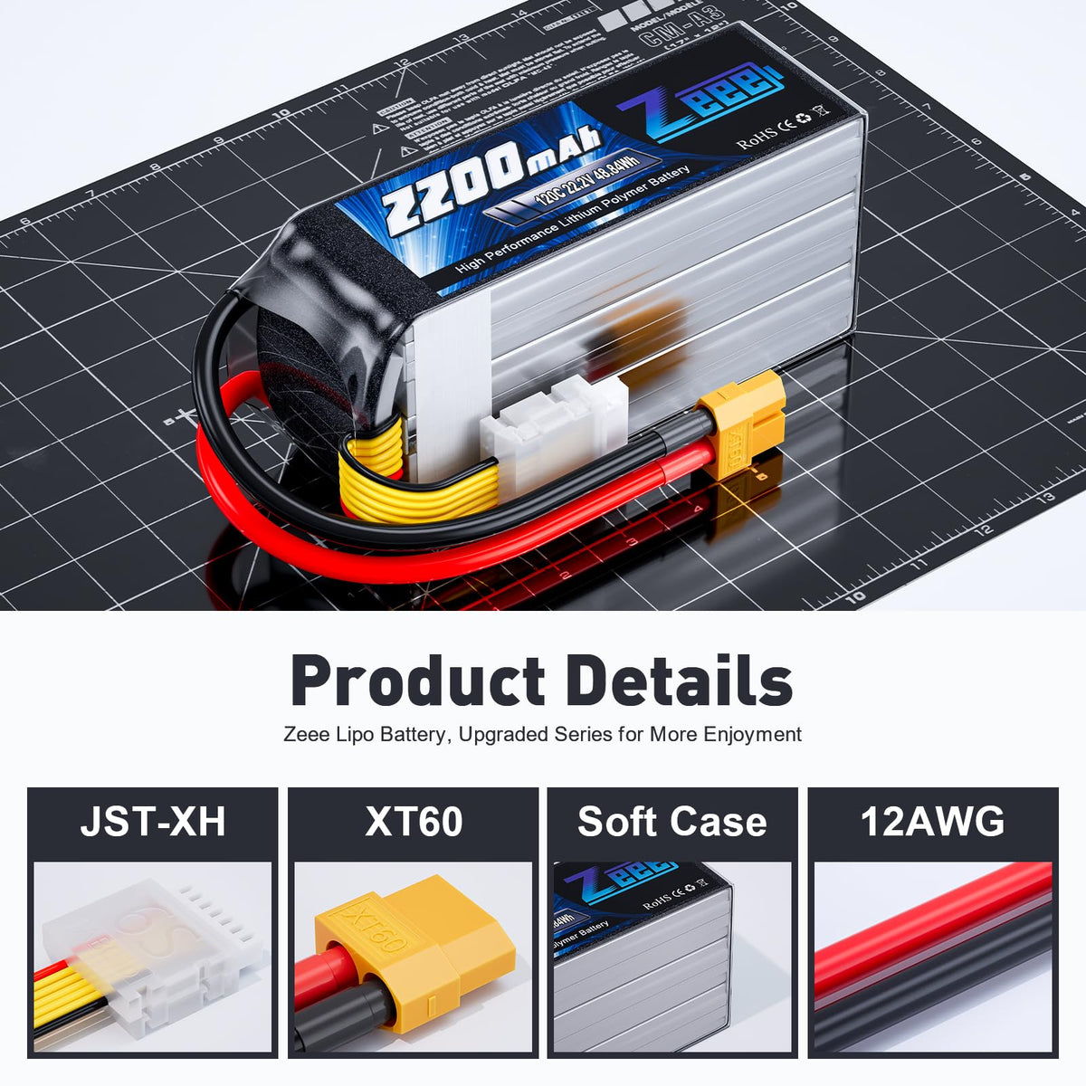 Zeee 6S 2200mAh battery dimensions 103x34.5x48.5 mm