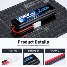 Zeee 7.2V NiMH 6-cell pack held in hand showing balanced weight