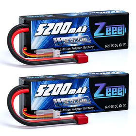 Zeee 7.4V 5200mAh 2S LiPo battery with T-plug for extended RC runs.