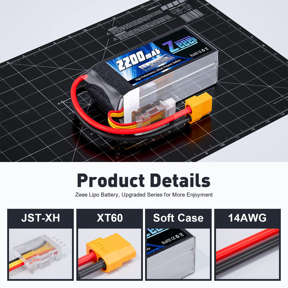 Zeee compact 75x34x26.5mm LiPo highlights slim profile for small RC models