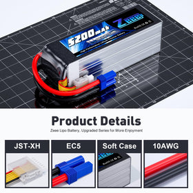 Zeee EC5 connector on 6S battery enabling secure high-current connections for fast RC setups.