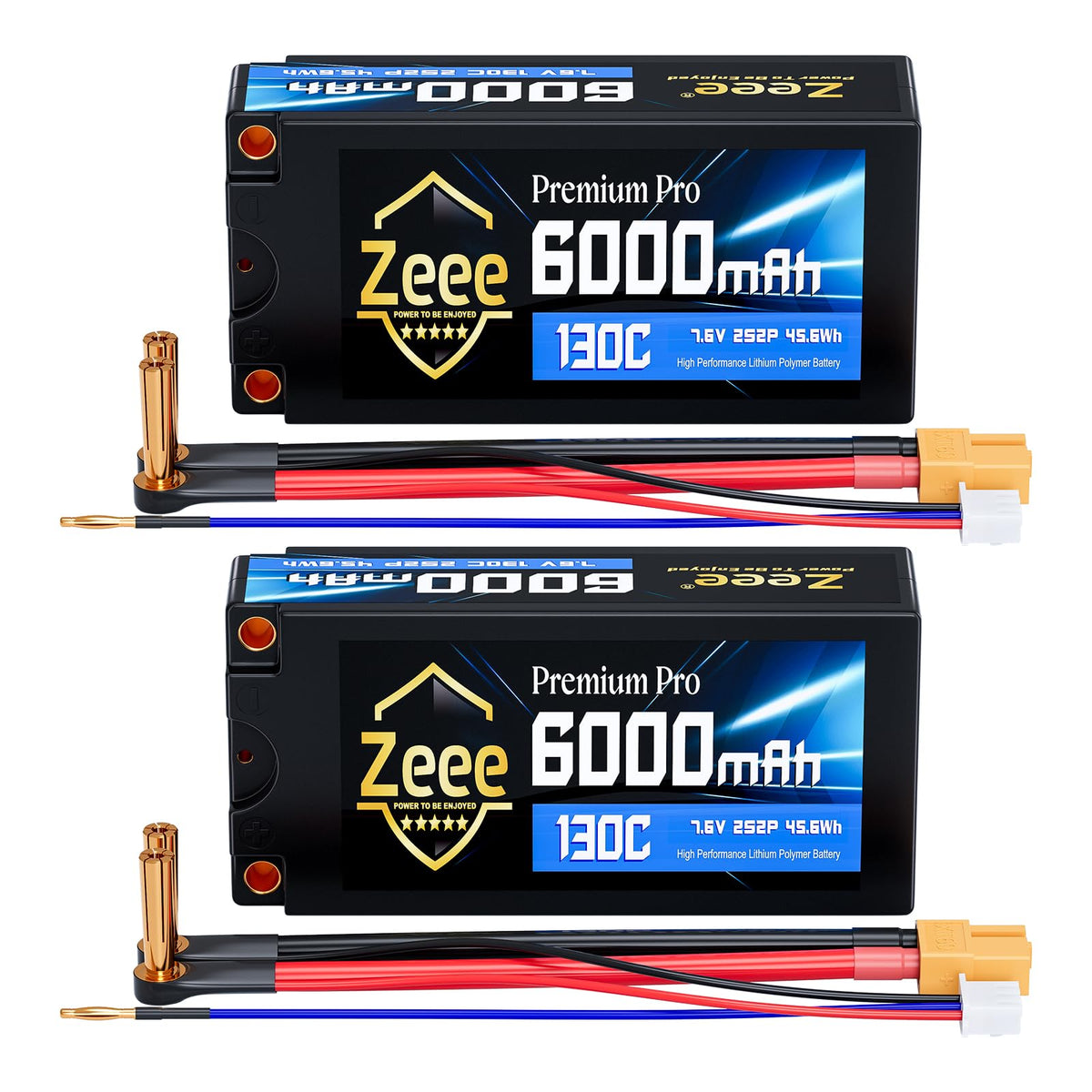 Zeee Premium Pro 2S 6000mAh battery pack shot showing compact size for versatile RC setups.