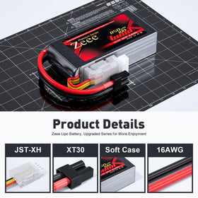 Zeee 3S 850mAh battery front view; XT30 plug ready for quick swaps