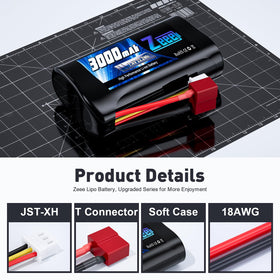 Zeee 7.4V 2S battery with T Connector for quick plug-and-play