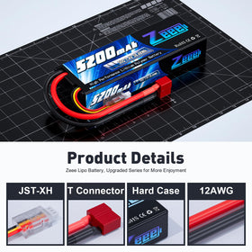 Zeee RC car battery compatibility for 1/8 and 1/10 scale models.