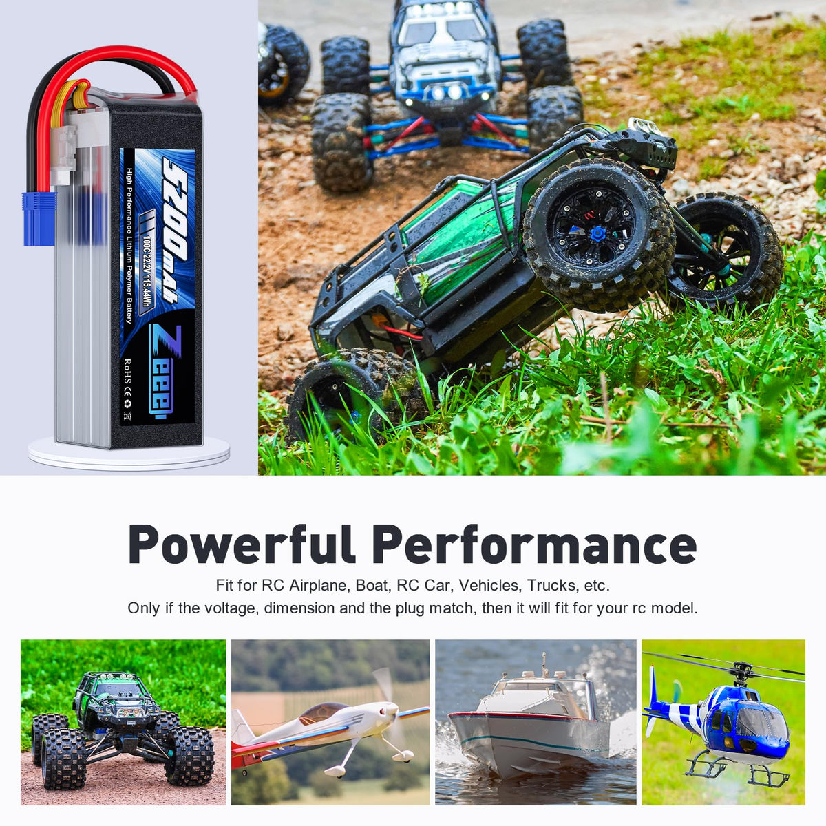 Zeee two-pack RC battery set offers extra run time and value.