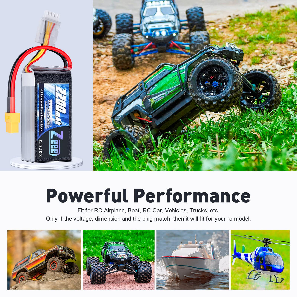 Zeee XT60 plug and connection ensure secure high-current power for fast racing