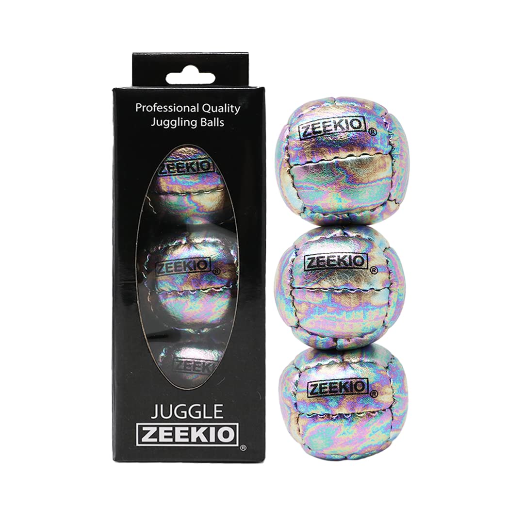 Zeekio Galaxy juggling balls leather close-up showing premium craftsmanship for smooth grip