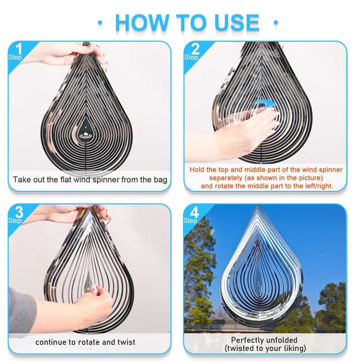 Zeewoo easy-assemble wind spinner 2-pack simplifies setup for quick garden decor.