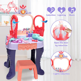 Zefinot vanity stool for toddlers provides sturdy seating during pretend play.