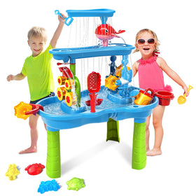 Zefinot water table with a 3-tier waterfall for engaging outdoor sensory play.