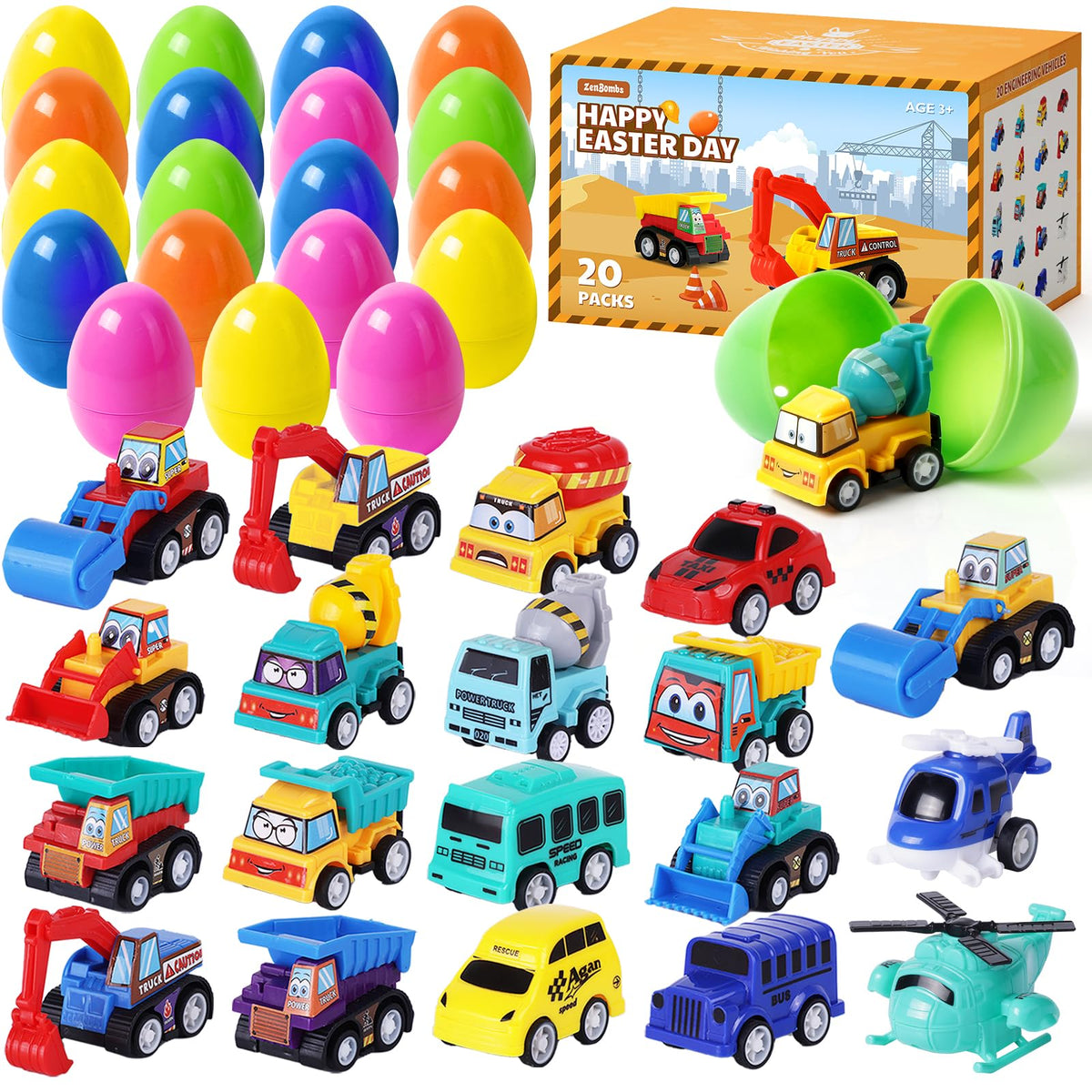 ZenBombs Easter Eggs with cars inside for delightful egg hunts.