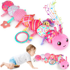 Zendstanding baby caterpillar toy packaging highlights 6-in-1 sensory features