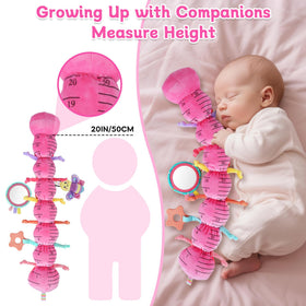 Zendstanding caterpillar toy during tummy time encourages head lifting