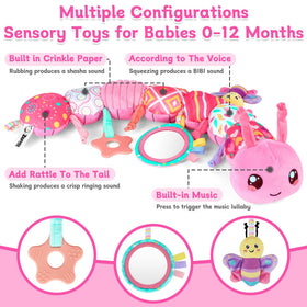 Zendstanding caterpillar toy with rattle on-the-go play