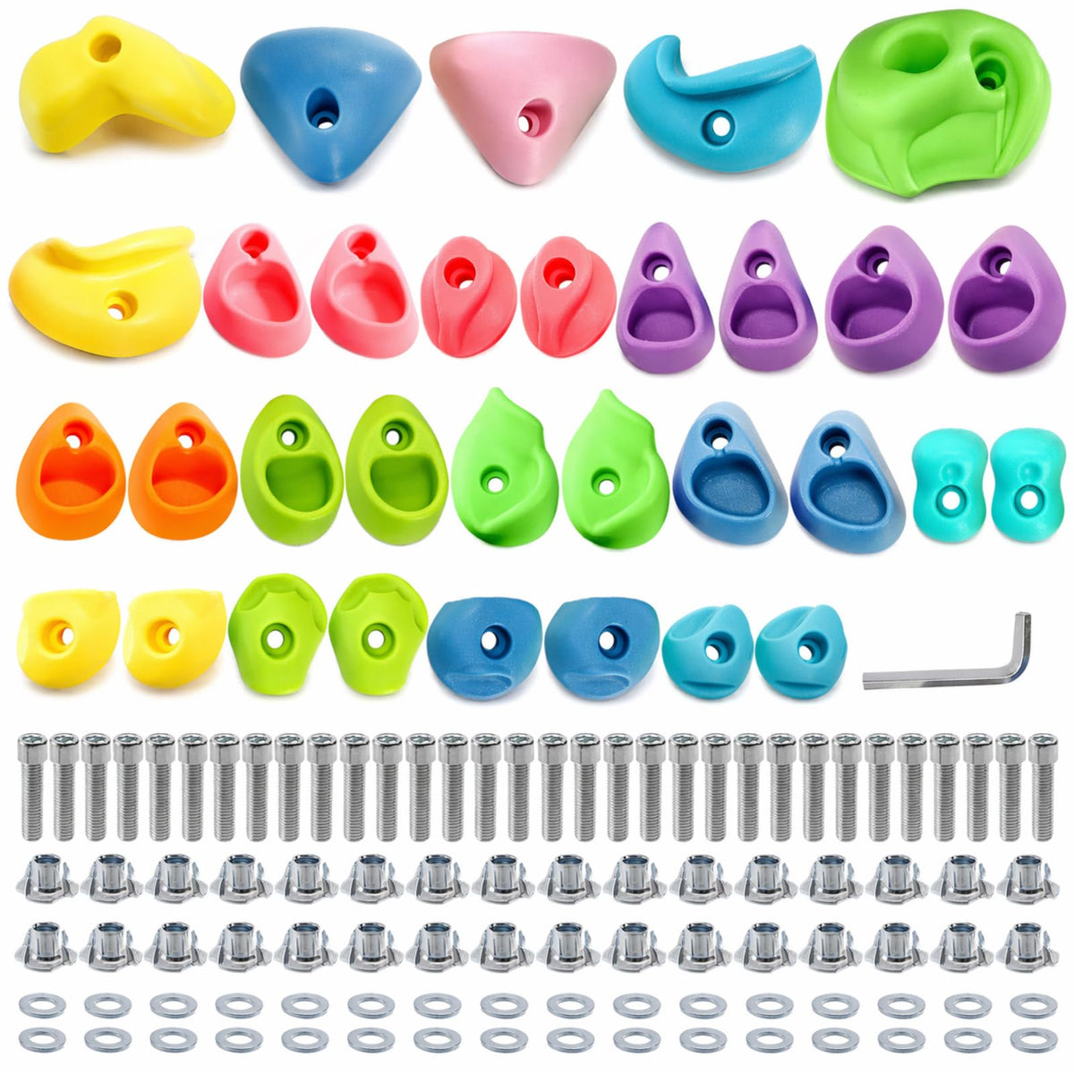 ZENFUN 32-pack rock climbing holds in vibrant indoor/outdoor colors for safe family play