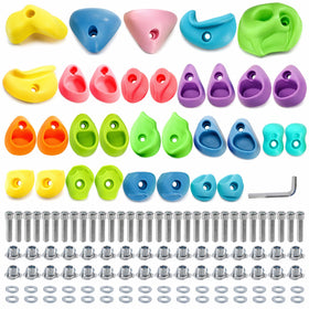 ZENFUN 32-pack rock climbing holds in vibrant indoor/outdoor colors for safe family play