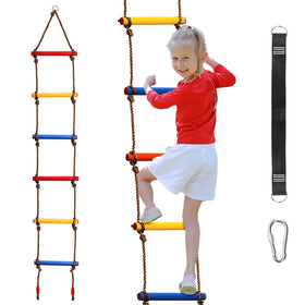 ZENFUN 6.5ft climbing rope ladder assembled for outdoor play and tree-house style obstacle