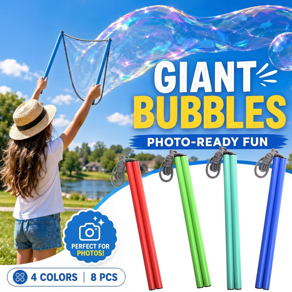 ZENFUN blue wand pair adds color to gatherings and big bubble moments.
