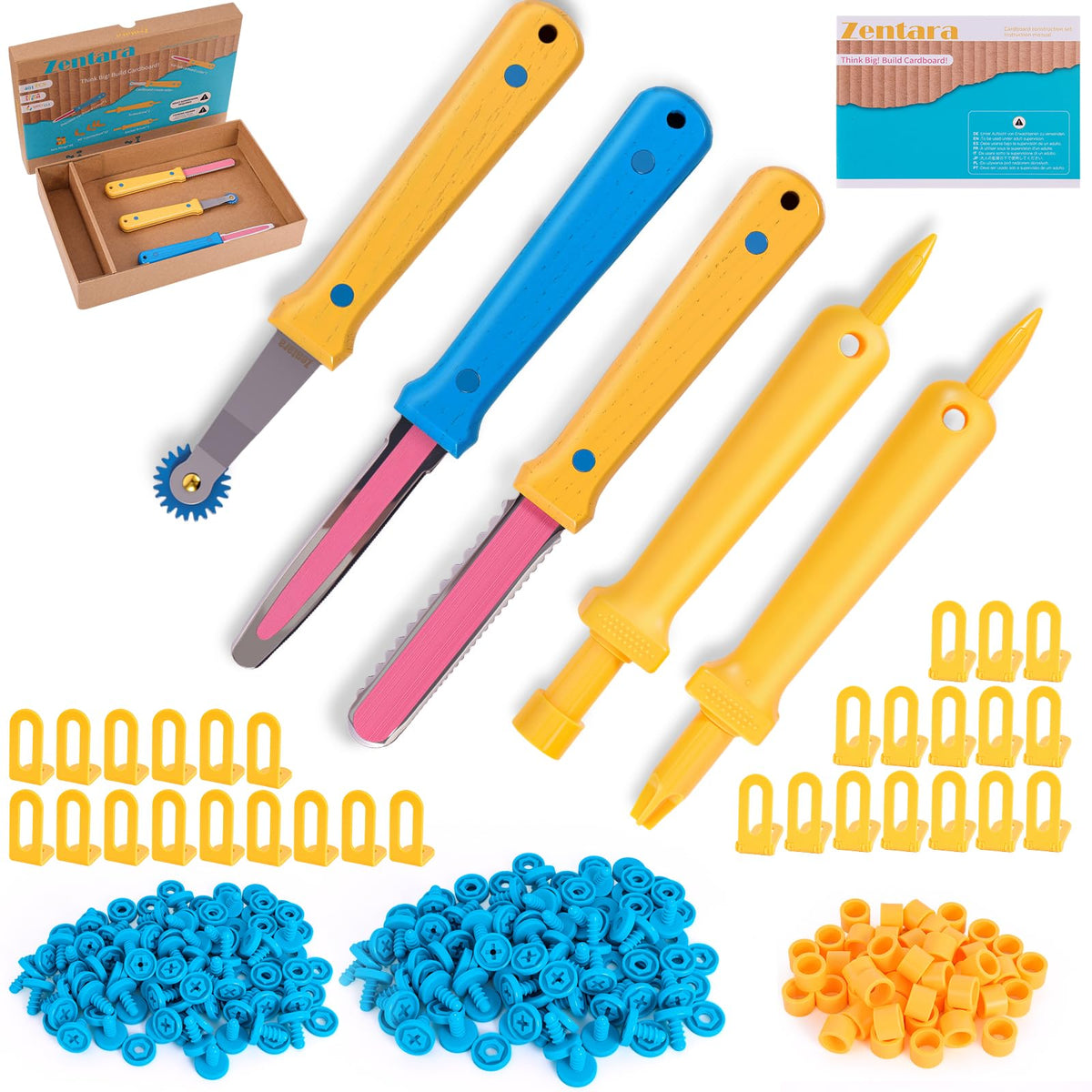 Zentara Cardboard Construction Toolbox storage box keeps tools organized for easy crafting.