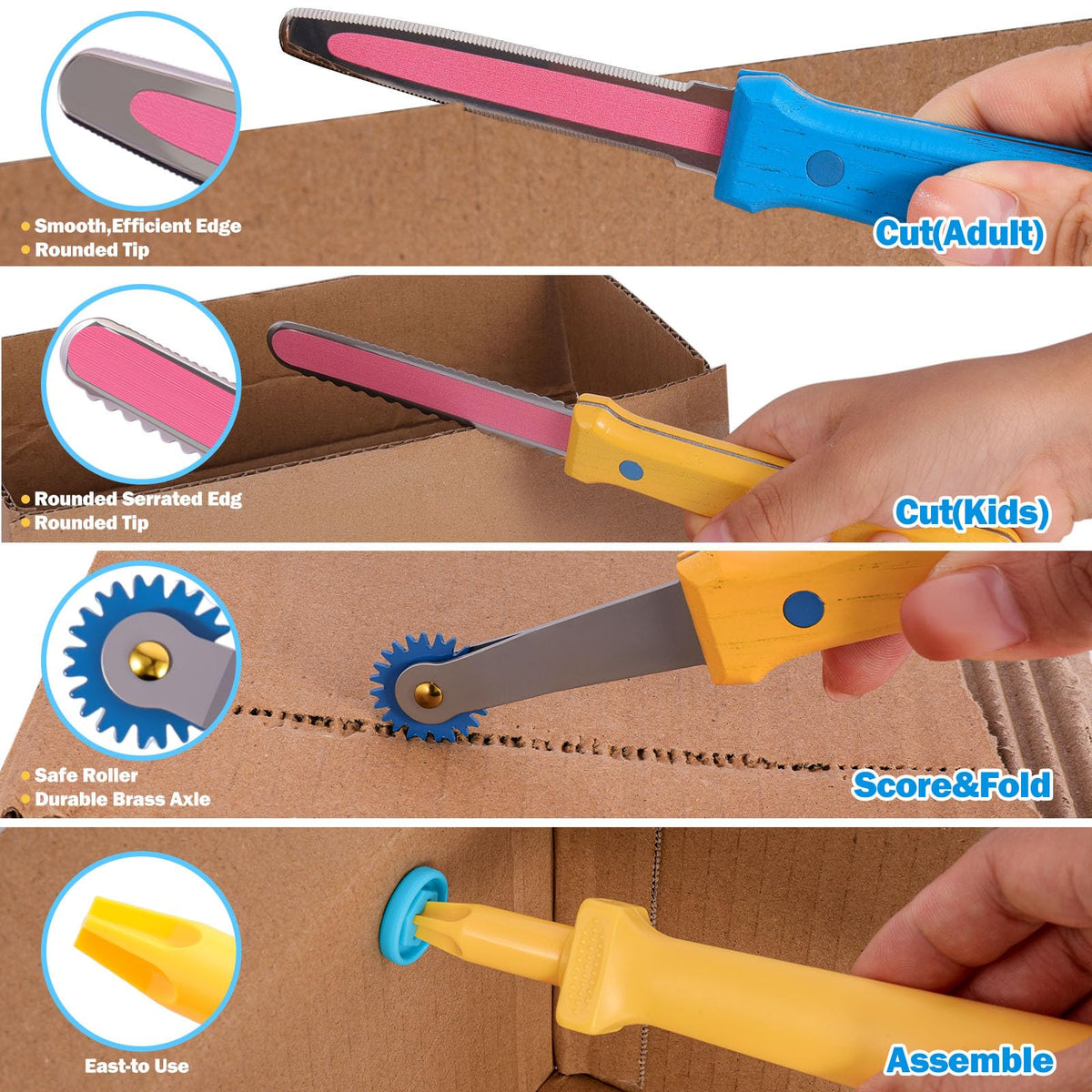 Zentara kids-safe design with rounded serrations protects little builders during exploration.
