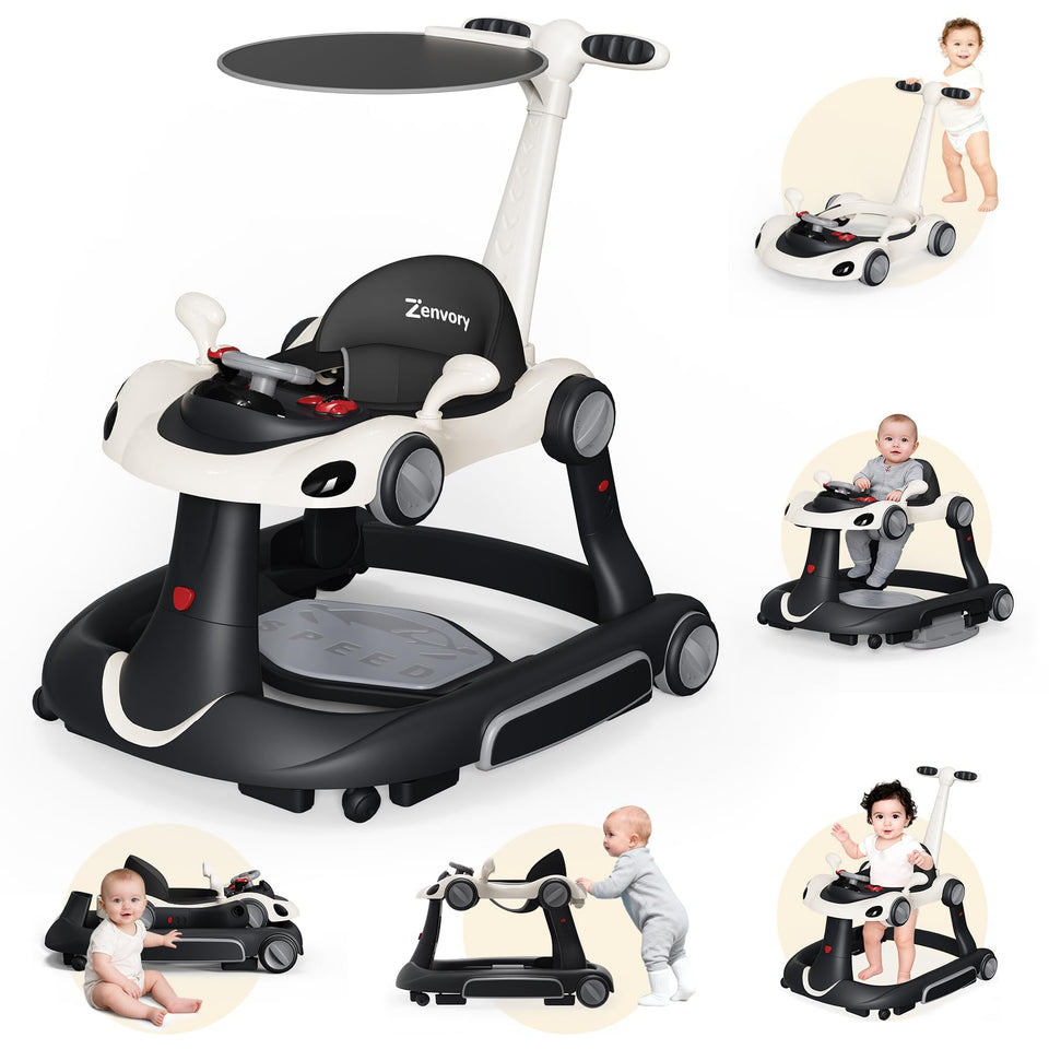 Zenvory 6-in-1 foldable baby walker with activity center for exploratory play