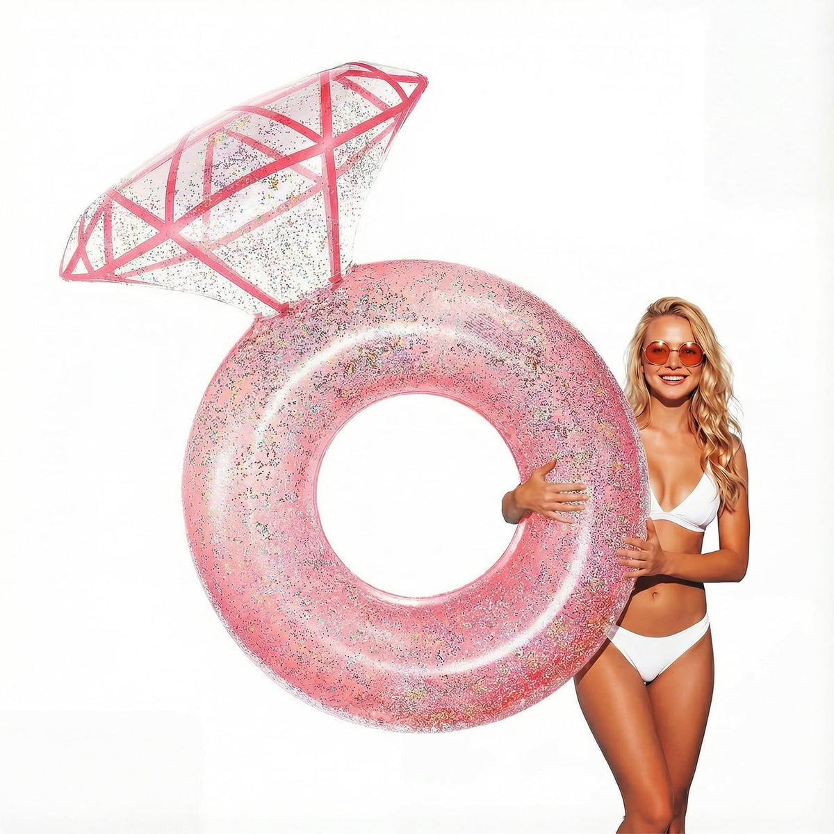 Zeraty Diamond Ring Float side view for pool selfies and flair.