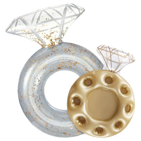 Zeraty diamond ring pool float with eight drink holders and snack area