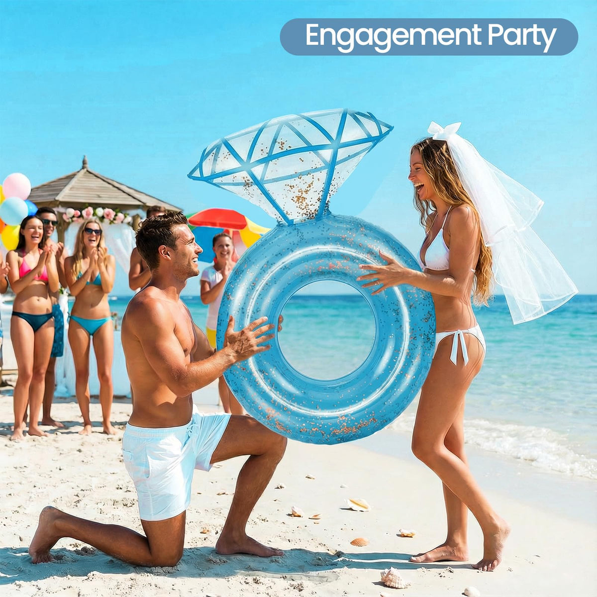 Zeraty inflatable diamond ring float with bar combo prop boosts party vibes