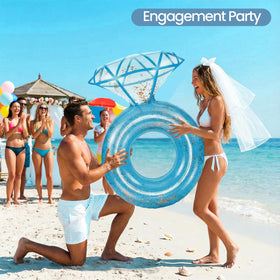 Zeraty inflatable diamond ring float with bar combo prop boosts party vibes