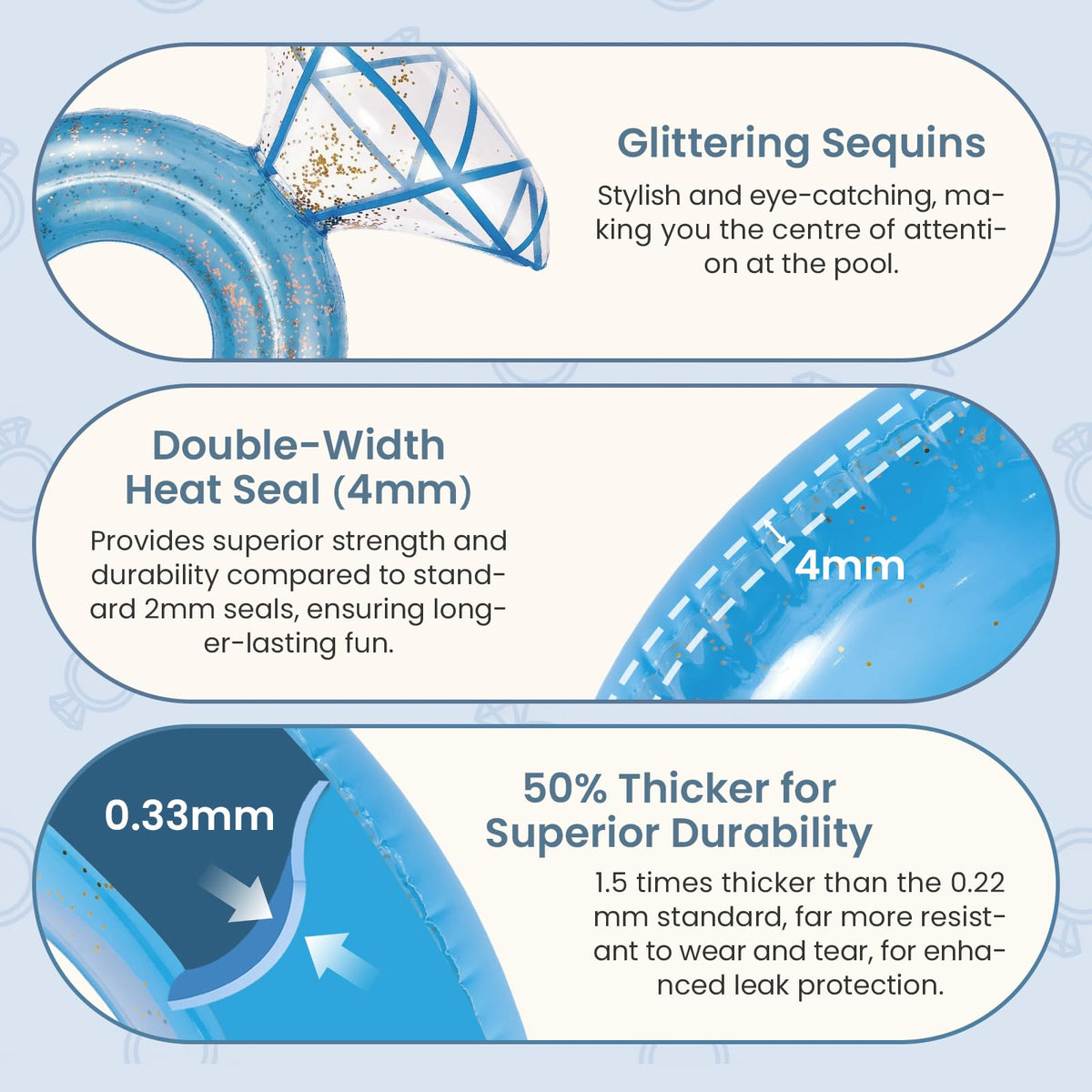 Zeraty 265-lb capacity diamond ring float supports buoyant lounging