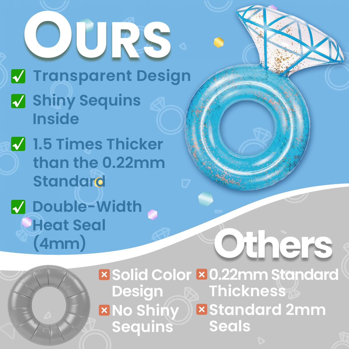 Zeraty party lounge diamond ring float creates dramatic pool backdrop
