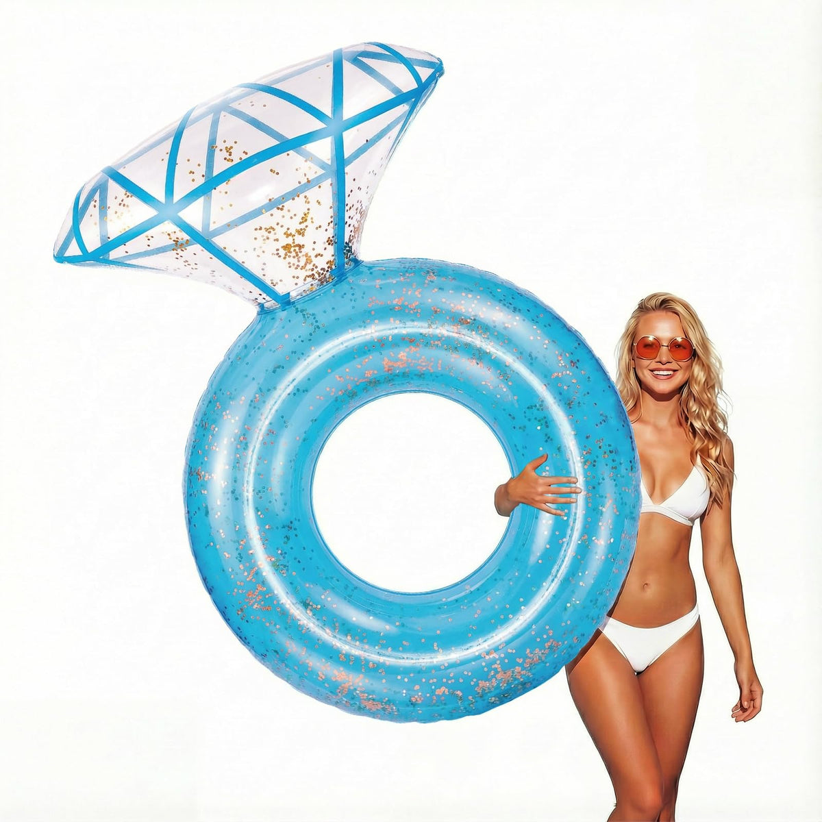 Zeraty thickened diamond ring pool float glimmers in sunlight for Instagram photos